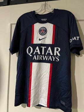 Nike Men’s (Unisex) Paris Saint-Germain Blue, White & Red Soccer Jersey Size M